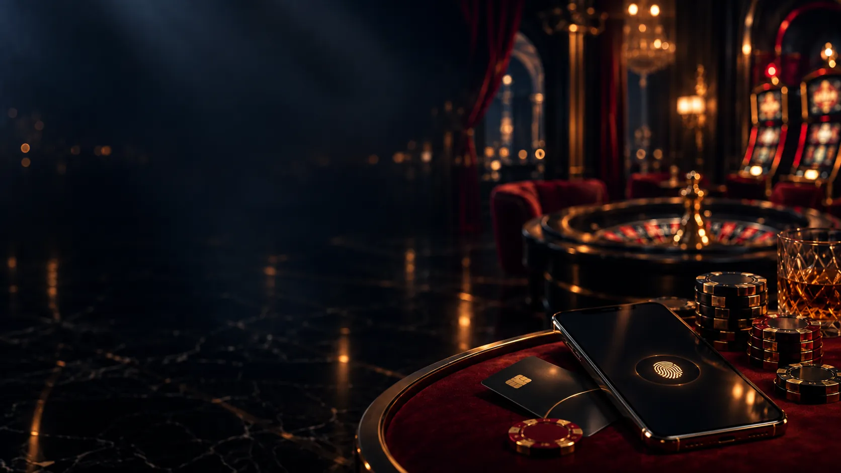Phone beside a casino roulette table