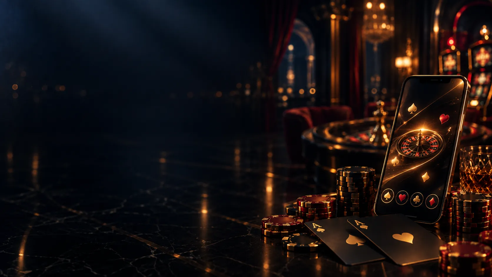 Casino lounge with roulette tables